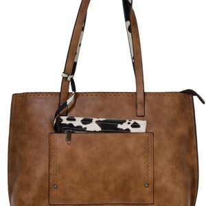 DSG Brown Tote with Animal Print Detail